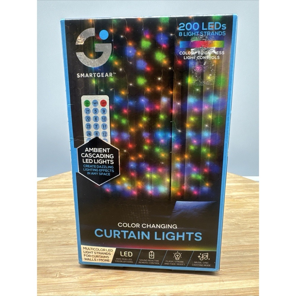 SMARTGEAR Color Changing CURTAIN LIGHTS (200 LEDs/8 Light Strands) NIB SEALED